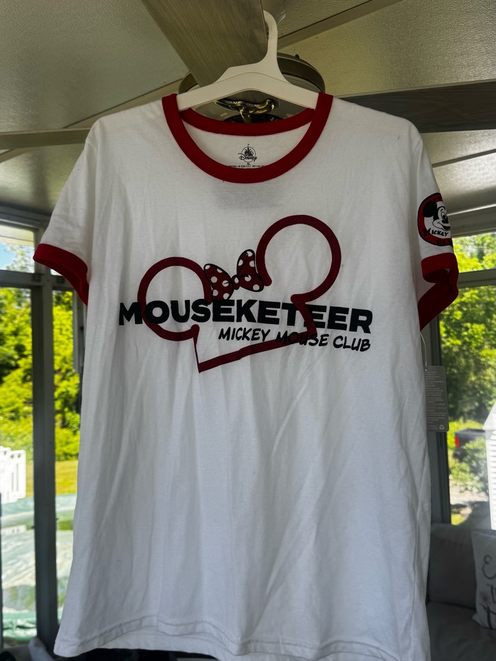 Disney White Tee with Red Ringer Collar